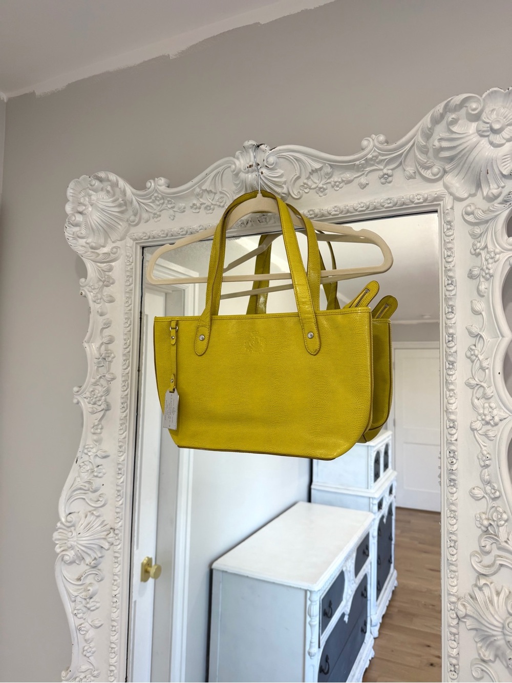 Ralph Lauren Bright Neon Yellow Tote Shoulder Handbag Bag